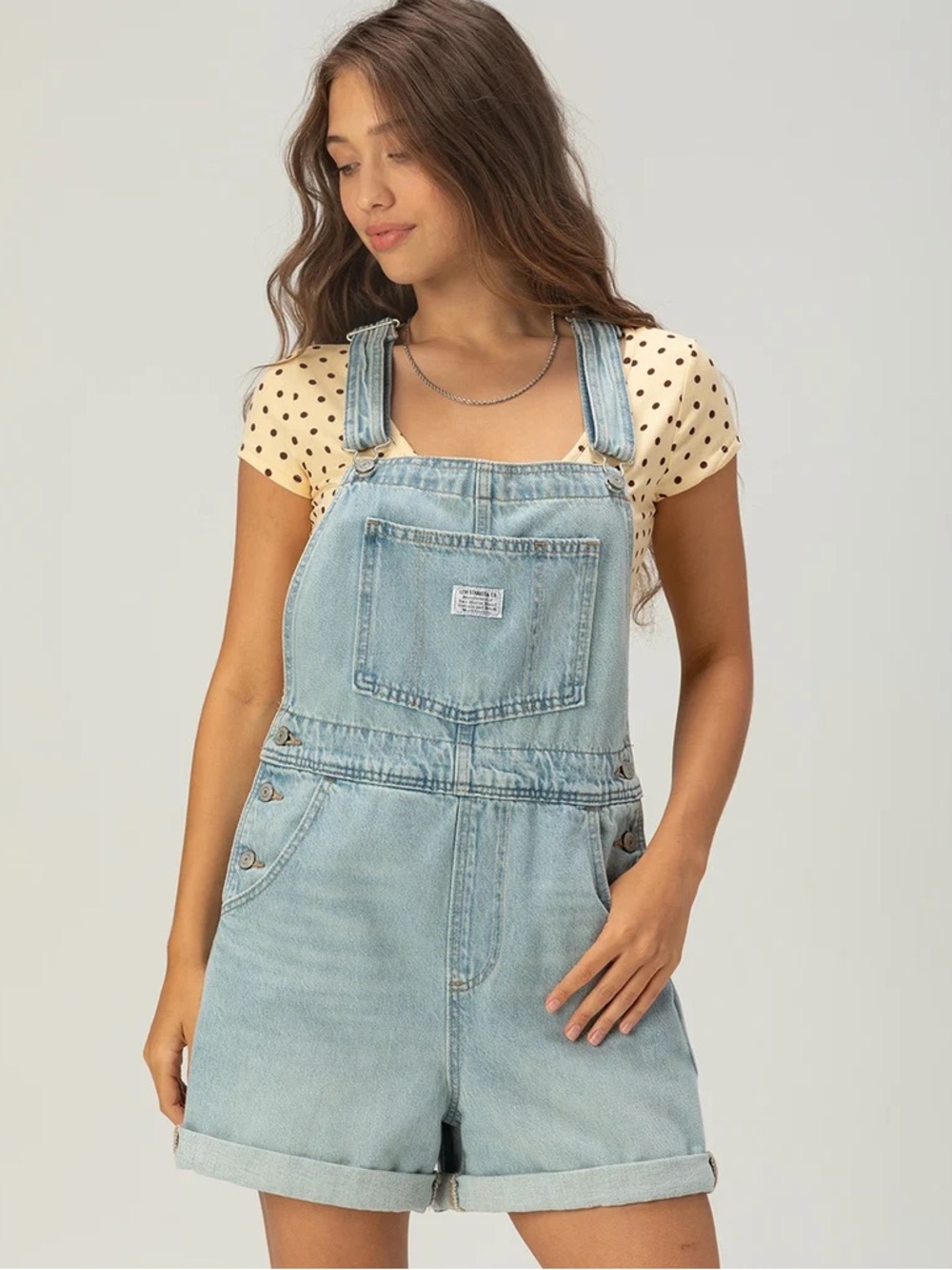 Levi's Light Blue Denim Short Overalls - XL